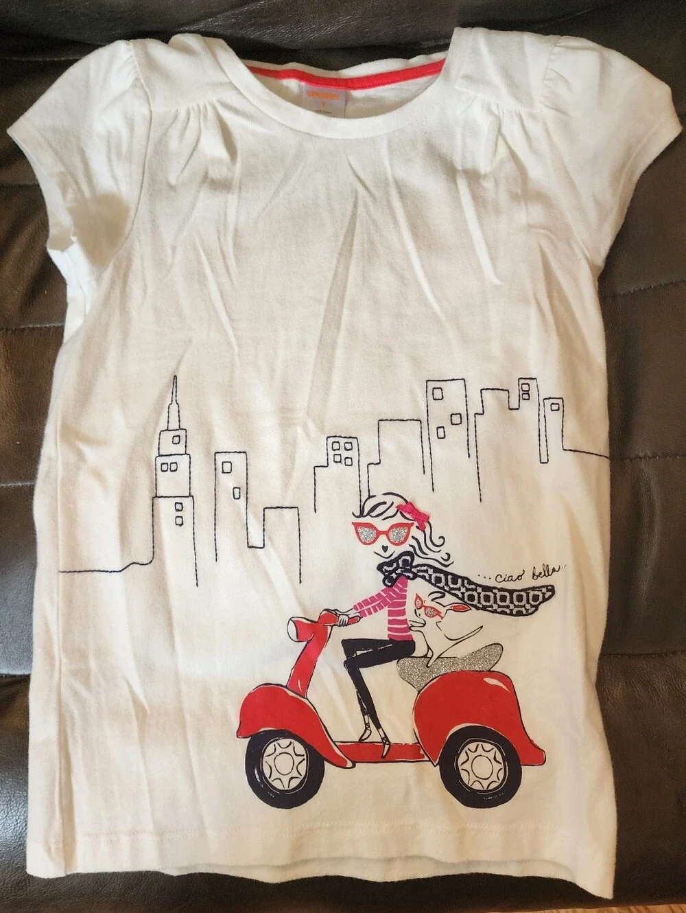 Rare Vintage Gymboree Ciao Bella / Ciao Puppy Scooter Set Shirt 7 / Leggings 6
